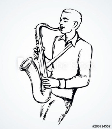 A man plays the saxophone. Vector drawing - Buy this stock vector ...