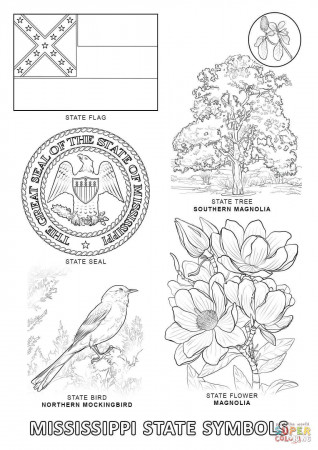 Mississippi State Symbols Coloring page | Free Printable Coloring ...
