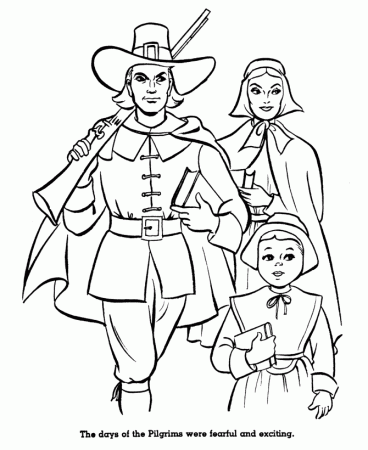 Pilgrim Thanksgiving Coloring Page Sheets - A Pilgrims Family ...