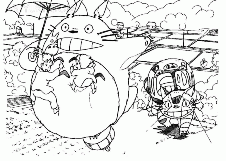 Totoro and Catbus Coloring Pages - My Neighbor Totoro Coloring Pages - Coloring  Pages For Kids And Adults