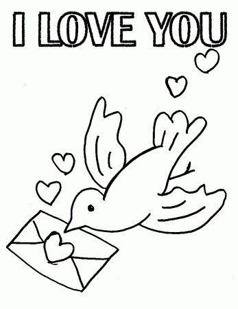 Pigeon with Love Coloring Page - Free Printable Coloring Pages for Kids