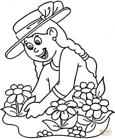 Planting Flowers coloring page | Free Printable Coloring Pages