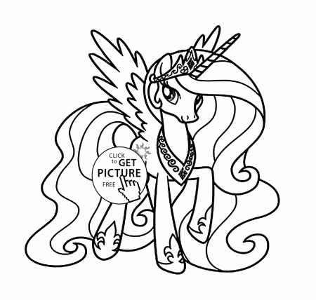 Princess Celestia - My little pony coloring page for kids, for ...