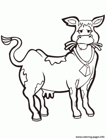 Cute Cow Eating Hay Coloring Pages Printable