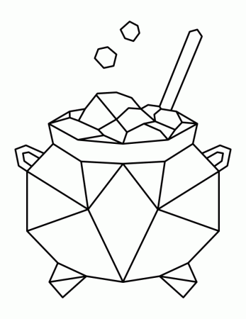 Printable Geometric Cauldron Coloring Page