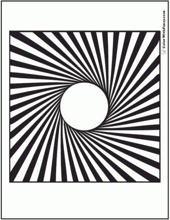 3D Illusion Geometric Coloring Pages: Circle To Square