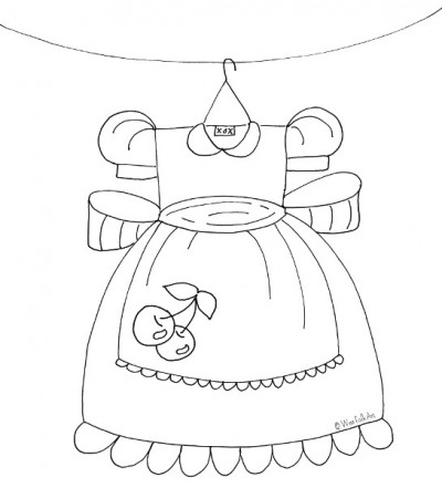 Cherry Party Dress Coloring Page – Wee Folk Art