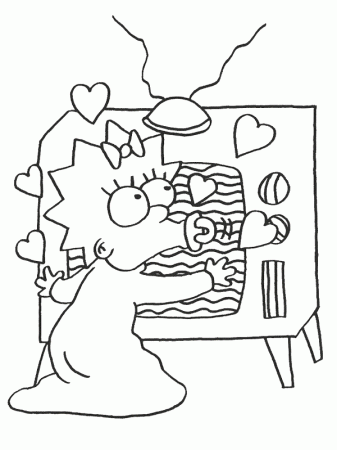 Maggie Is Watching Tv Coloring Pages - Simpsons Coloring Pages - Coloring  Pages For Kids And Adults
