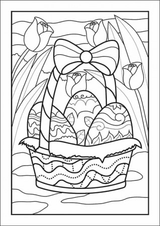 Free Printable Easter Basket Coloring Page for Kids and Adults