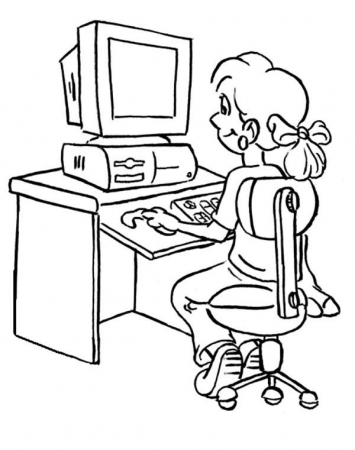 A Lady Working On Her Computer Coloring Page : Coloring Sun | Coloring pages,  Coloring pictures, Online coloring