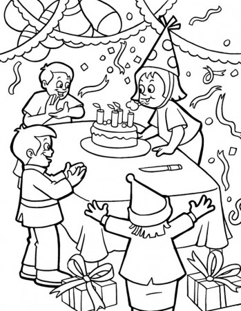Birthday Party Coloring Page - Free Printable Coloring Pages for Kids