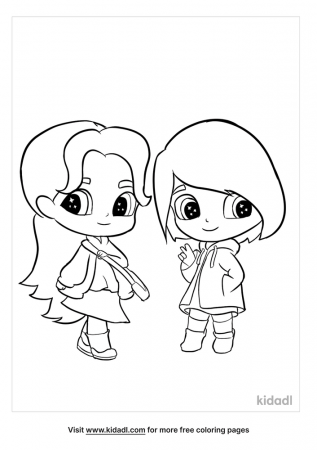 Two Chibi Girls Coloring Page | Free People-and-celebrities Coloring Page |  Kidadl