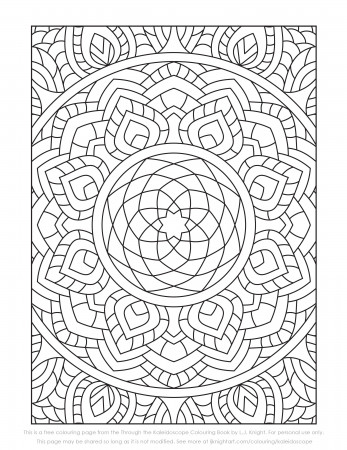 Free colouring page from the Through the Kaleidoscope Colouring Book by  L.J. Knight. Thi… | Pattern coloring pages, Geometric coloring pages,  Mandala coloring pages