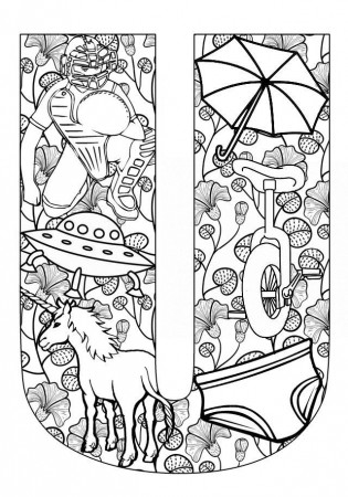 Letter U - Alphabet Coloring Page For Adults
