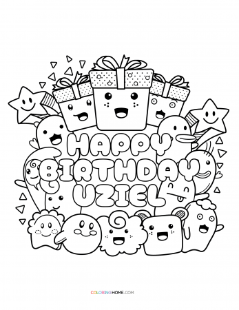 Happy Birthday Uziel coloring page