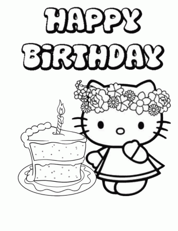 Hello Kitty Birthday Cake Coloring Page - Get Coloring Pages