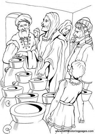 Cana marriage miracle coloring page.