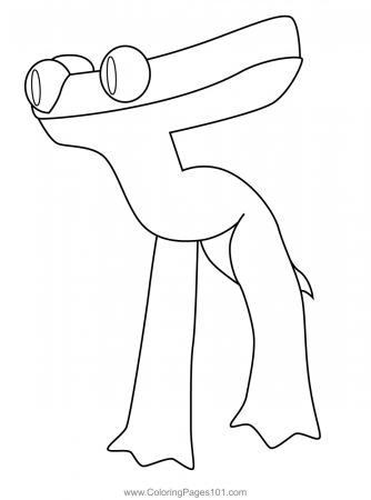 Cyan Walking Rainbow Friends Coloring Page