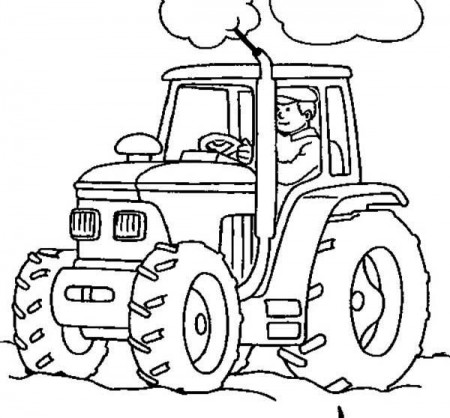 Farmer Working With Tractor Coloring ...