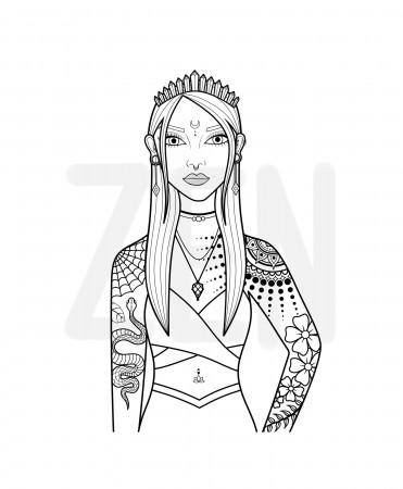 Tattooed Girl Printable Coloring Page ...