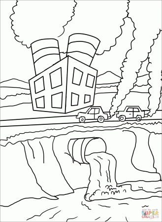 Air and Water Pollution coloring page | Free Printable Coloring Pages