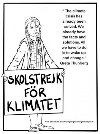Greta Thunberg Educational printable coloring page
