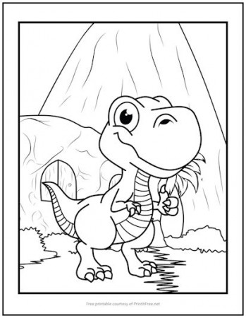 Baby T-Rex Dinosaur Coloring Page | Print it Free