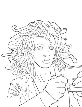 Medusa with Cell Phone Coloring Page - Free Printable Coloring Pages for  Kids