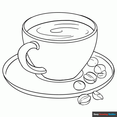 Coffee Cup Coloring Page | Easy Drawing Guides