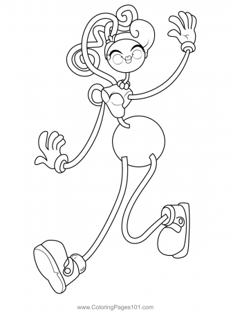 Mommy Long Legs Smiling Happily and Waving Poppy Playtime Coloring Page for  Kids - Free Poppy Playtime Printable Coloring Pages Online for Kids -  ColoringPages101.com | Coloring Pages for Kids