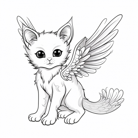 cat with wings coloring page