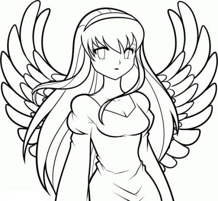 anime coloring pages for kids | Angel coloring pages, Angel drawing, Angel  drawing easy