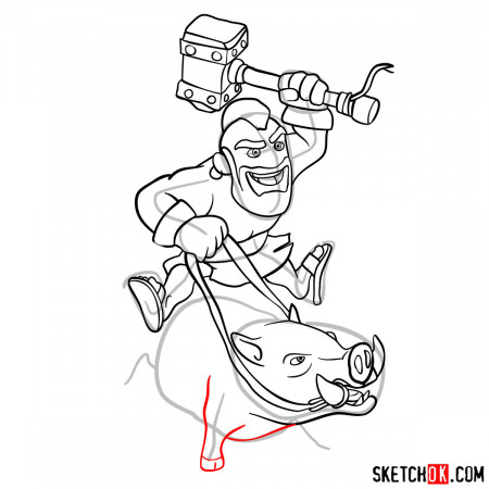 How to draw Hog Rider from Clash of Clans - Sketchok easy drawing guides