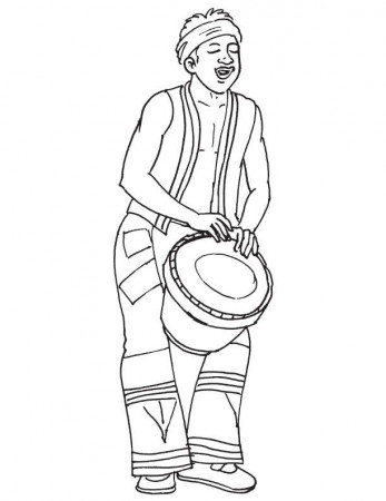 African musician playing drum coloring page | Раскраски с животными,  Раскраски, Книжка-раскраска