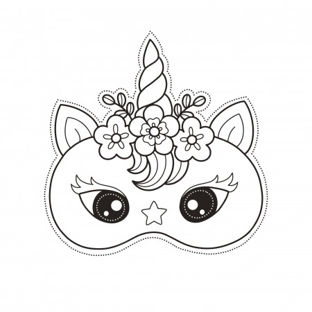 Premium Vector | Print and color unicorn face mask for craft and diy  birthday party