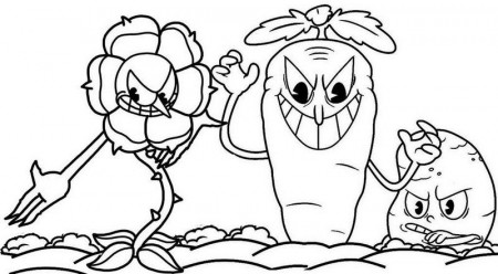 Psycarrot and Cagney Carnation Cuphead Coloring Page | Coloring ...