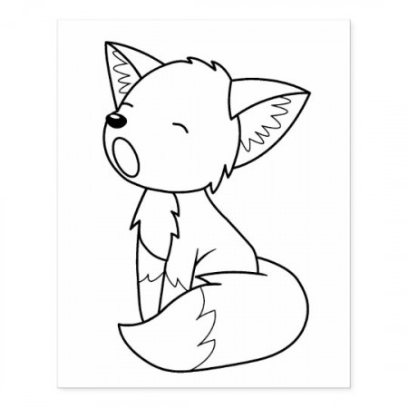 Sleepy Little Fox Coloring Page Rubber Stamp | Zazzle.com