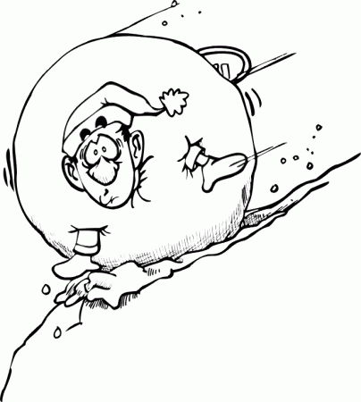 Winter Coloring Page | Guy Caught In Giant Snowball