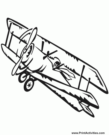 Biplane Coloring Page | Biplane Ascending in Flight