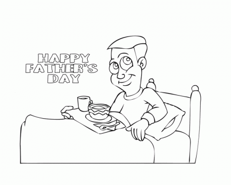 Father's Day breakfast in bed - Free Printable Coloring Pages