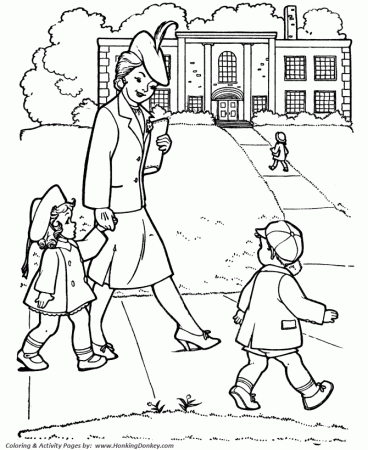 walking to school Colouring Pages