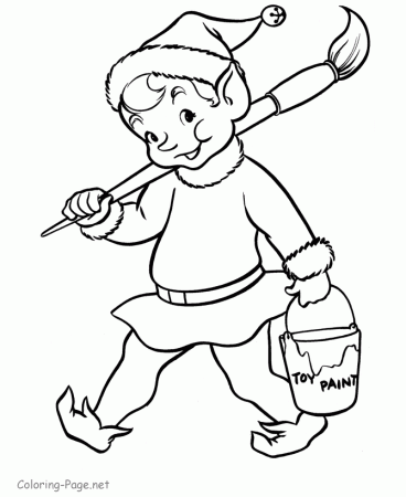 Christmas Coloring Pages - Elf at Work