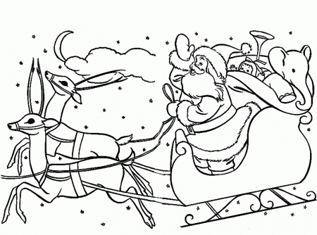 Download Santa Riding On A Sleigh Pulled By Reindeer And Friends 