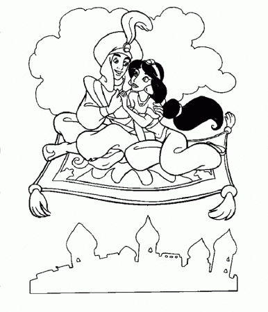 flying carpet jasmine Colouring Pages