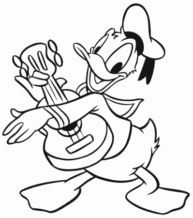 Donald Was Playing Guitar Coloring Pages - Disney Coloring Pages 