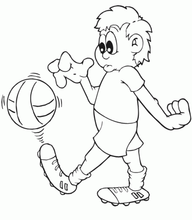 Soccer Coloring Page | Boy tapping ball on foot