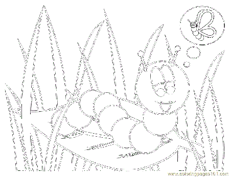 Coloring Pages Caterpillar Flying (Insects > Caterpillar) - free 
