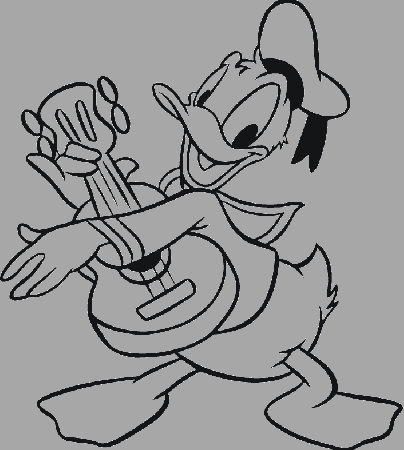 Donald Duck Was Playing Guitar Coloring For Kids - Donald Duck 