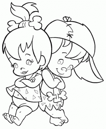Printable Cartoon Little Pebbles And Bamm Bamm Coloring Pages 