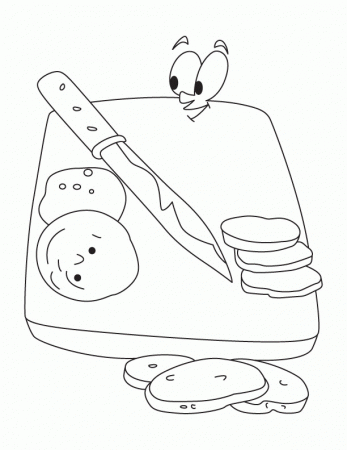 Cutting board and knife coloring page | Download Free Cutting 
